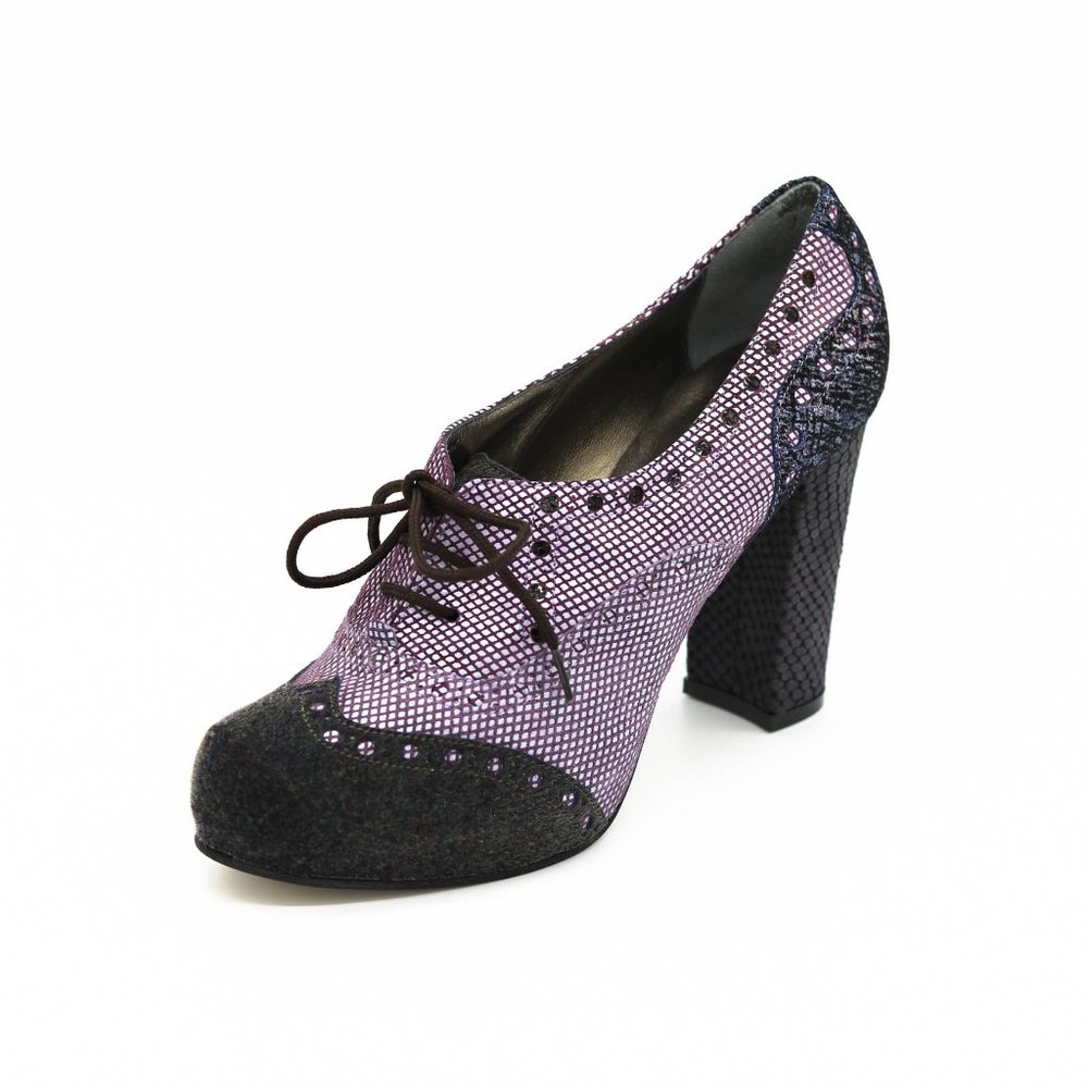 Pinup Couture Heels Lavender Oxford Booties.